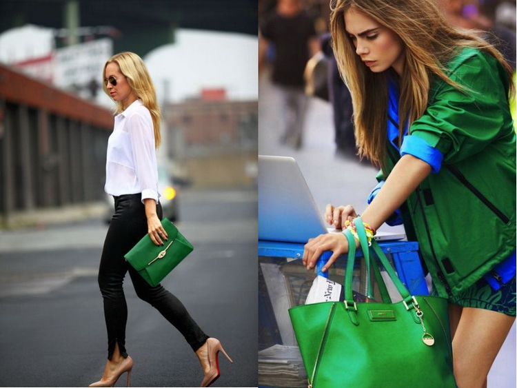 Луки с зеленой сумкой